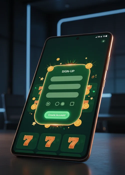 Brukergrensesnitt for Chill Casino sin enkle registreringsprosess som viser felter for e-post og passord, en viktig del av din premium spillopplevelse.